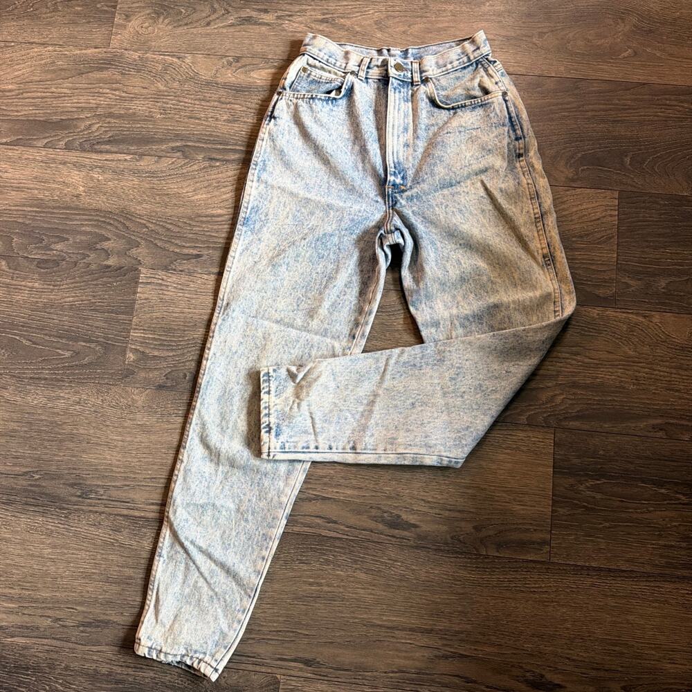 Vintage 80s Chic Sz 12 Tall Acid Wash High Rise Tapered Jeans Grunge Denim USA